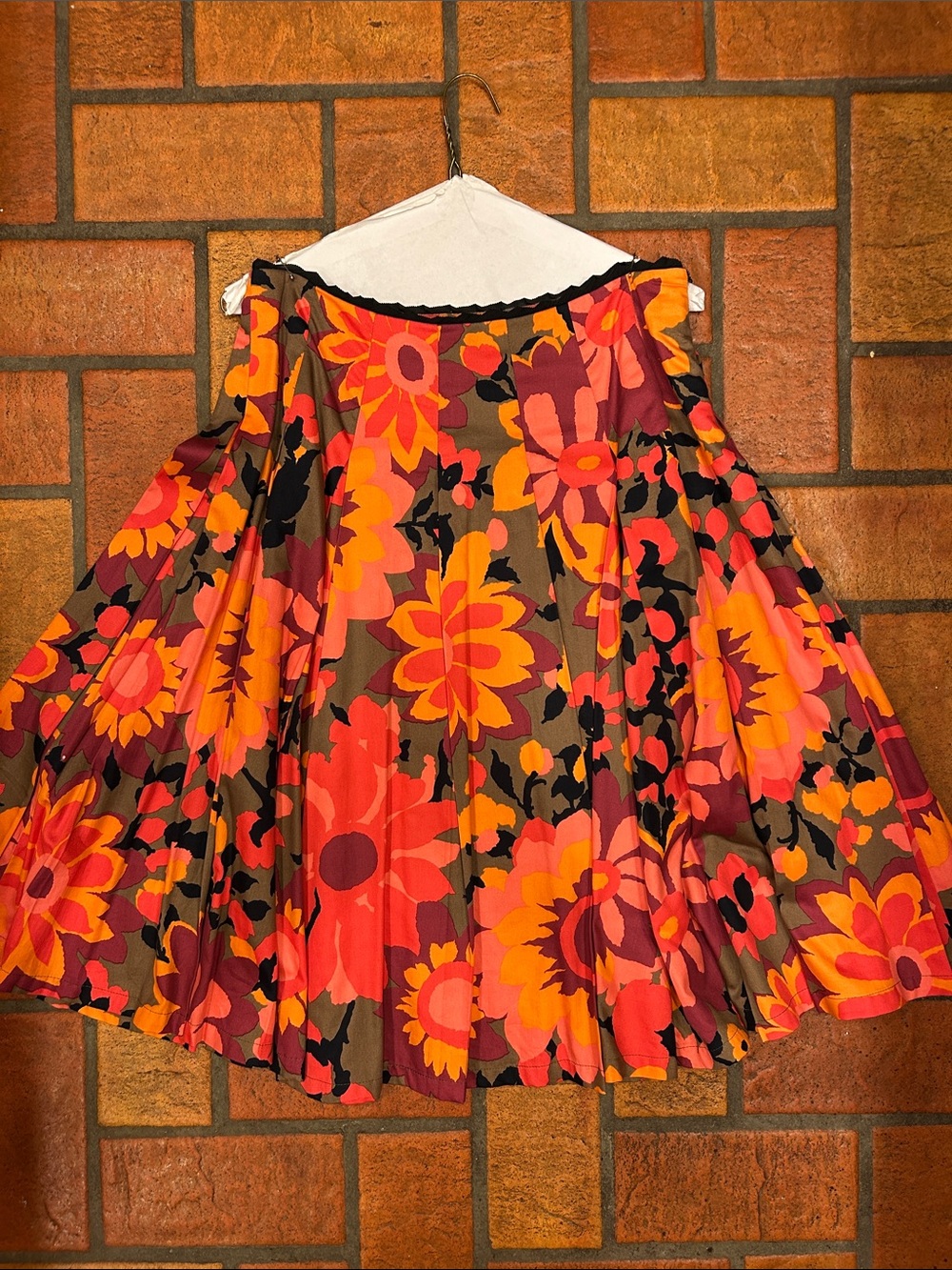 ivy jane Bold Floral Circle Skirt in Orange, Pink & Brown